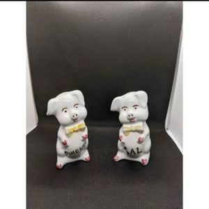 VTG Pig Salt Pepper Shaker Portugal Utensil Farm Animal Ceramic Home Dec Kitchen